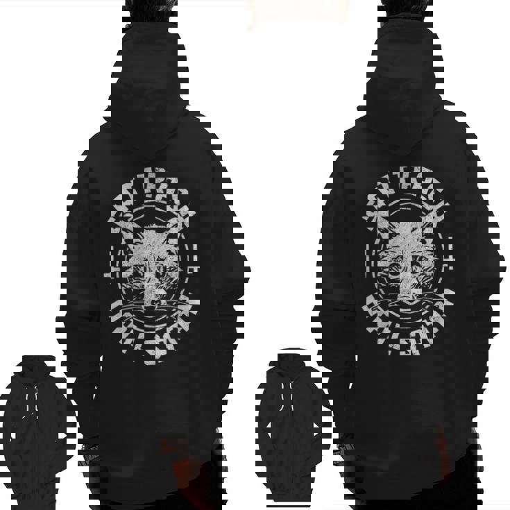 Gothic Raccoon Zip-Up Hoodie for Men | Edgy Back Print