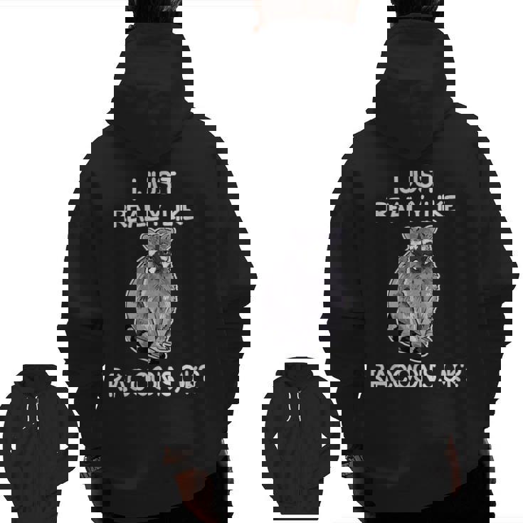 Raccoon Lover Zip-Up Hoodie | Back Print for Men - Unique Gift