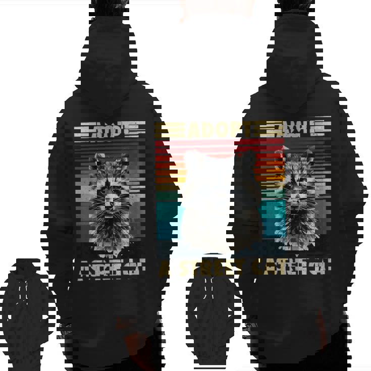 Raccoon Vintage Retro Zip Up Hoodie - Back Print for All Ages