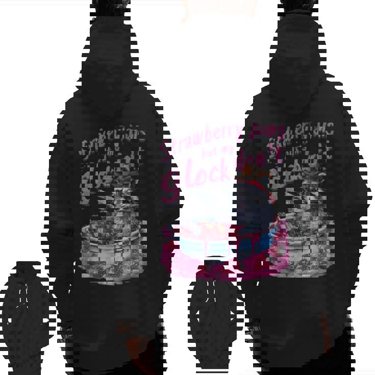 Strawberry Jams But My Dont Raccoon Men Zip Up Hoodie Back Print
