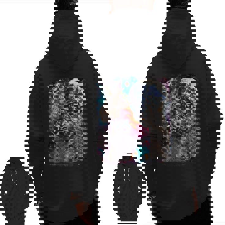 Three Raccoon Moon Men’s Hoodie - Back Print Meme