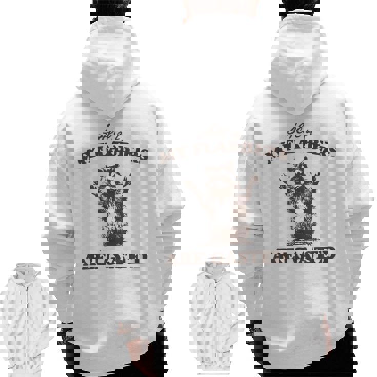 All Of My Flabbers Are Gasted Raccoon Men Zip Up Hoodie Back Print