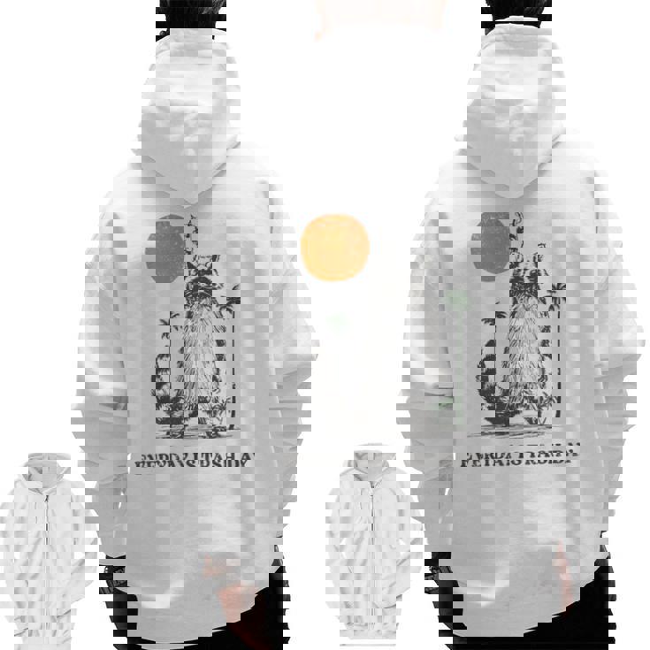 Retro 90s Sunset Raccoon Trash Panda Men's Zip Up Hoodie - Everyday Appeal