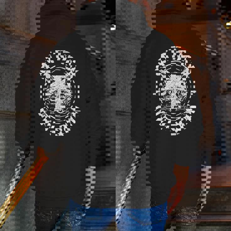 Raccoon Eat Trash Hail Satan Gothic Racoon Men Zip Up Hoodie Back Print