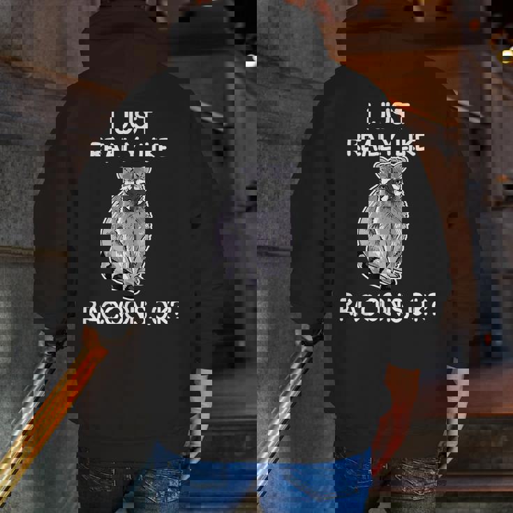 Raccoon Lover Zip-Up Hoodie | Back Print for Men - Unique Gift