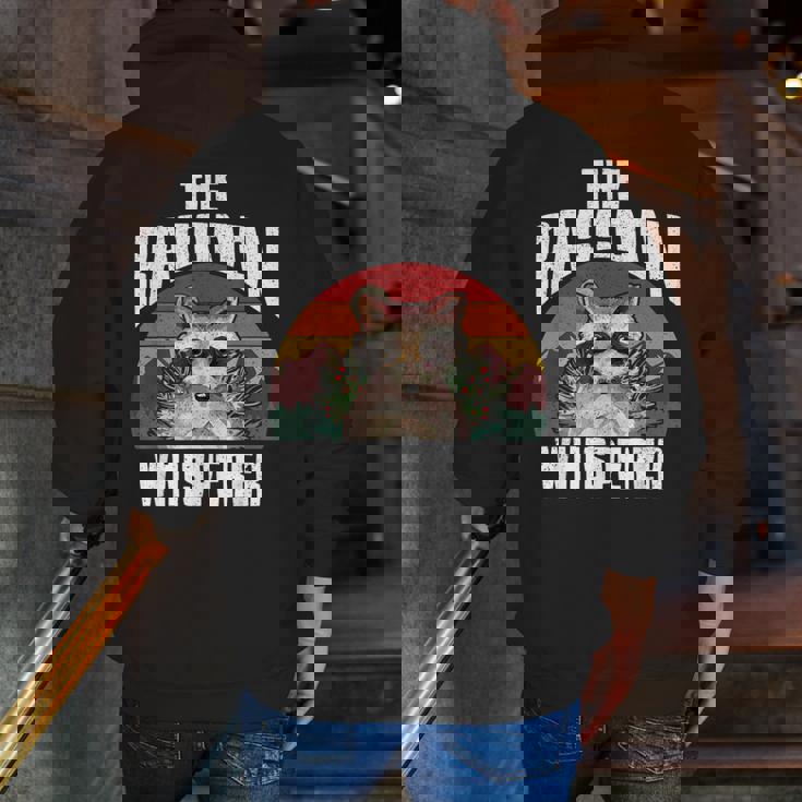 The Raccoon Whisperer Raccoon's Lover Vintage Retro Men Zip Up Hoodie Back Print