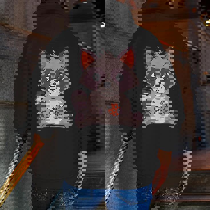 Raccoon Zip-Up Hoodie | Fun Back Print for Adults
