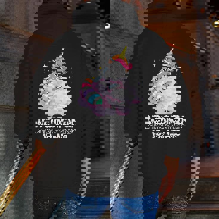 Raccoonicorn Zip Up Hoodie - Playful Raccoon Back Print for Men