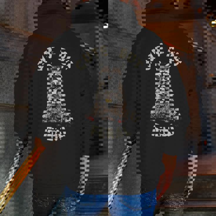 Sarcastic Raccoon Hoodie - Cute Yet Feral Back Print for Men