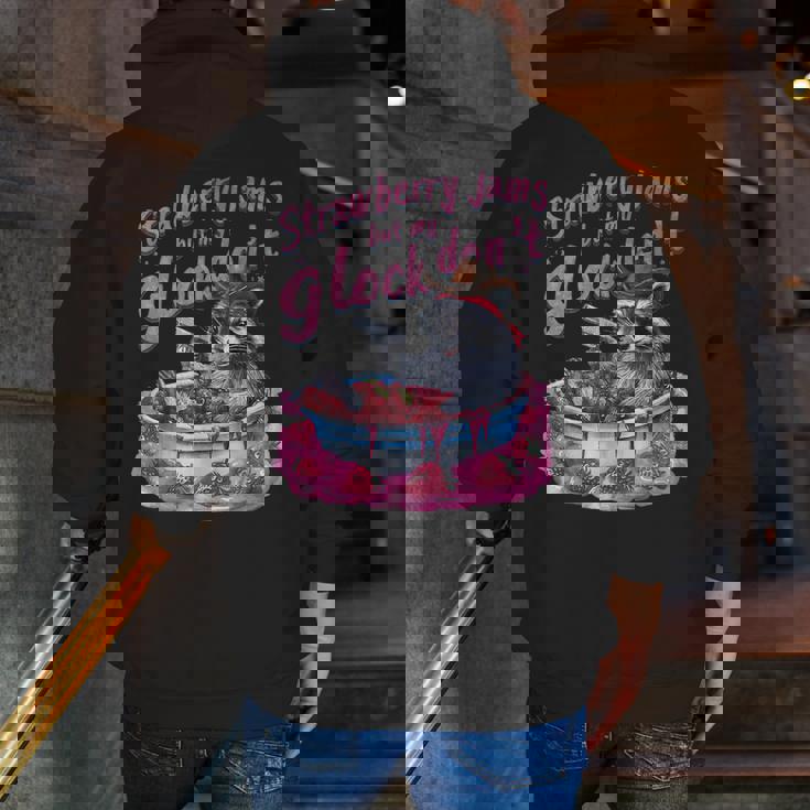 Strawberry Jams But My Dont Raccoon Men Zip Up Hoodie Back Print