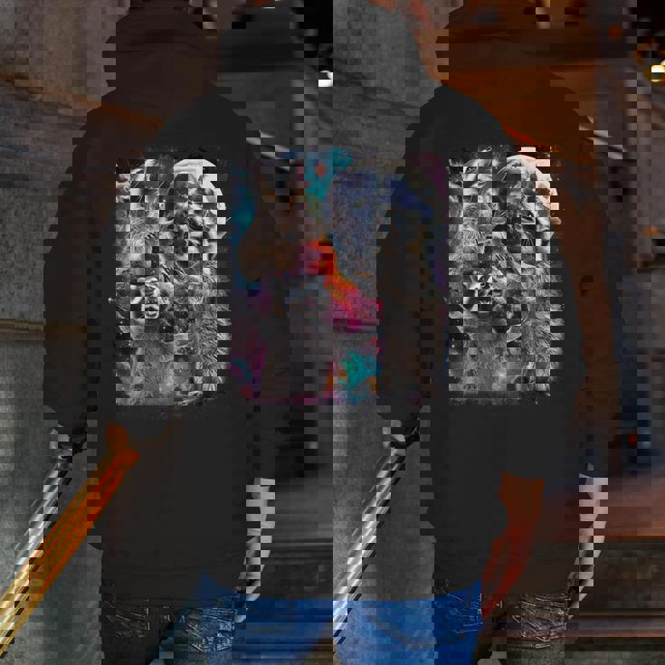 Three Raccoon Moon Men’s Hoodie - Back Print Meme