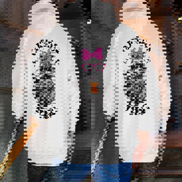 Cute But Feral Colorful Racoon With Sunglasses Racoon Small Men Zip Up Hoodie Back Print