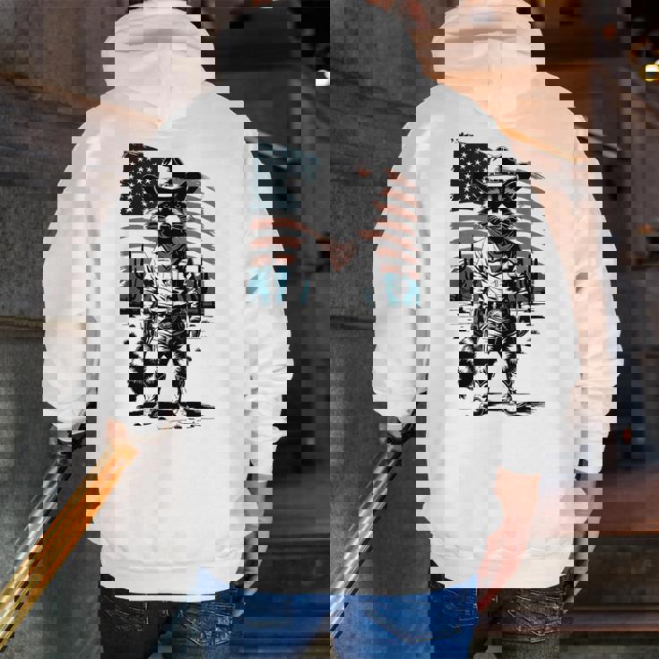 Raccoon Cowboy Western Hoodie - Vintage Back Print Men’s Zip Up