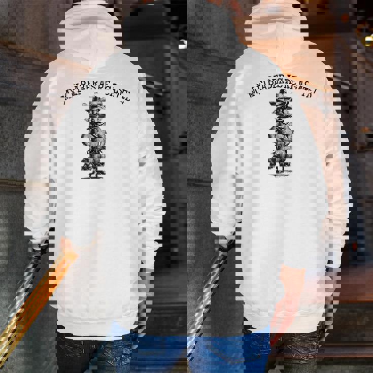 Raccoon Cowboy Zip Up Hoodie for Men | Fun Back Print Design