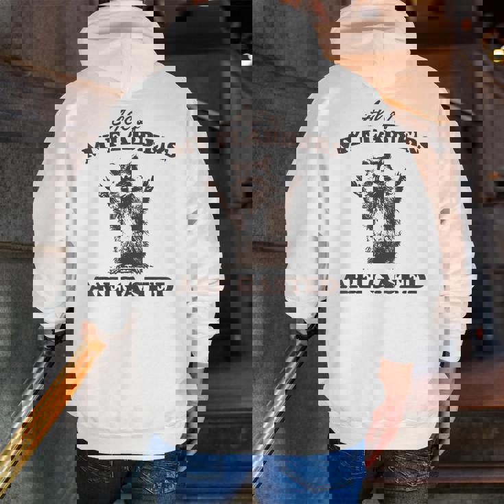 Raccoon Men’s Hoodie - Funny Back Print - Cozy Zip-Up for Fall