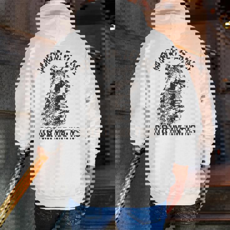 Raccoon Sarcasm Zip Up Hoodie for Men | Back Print - Casual Humor