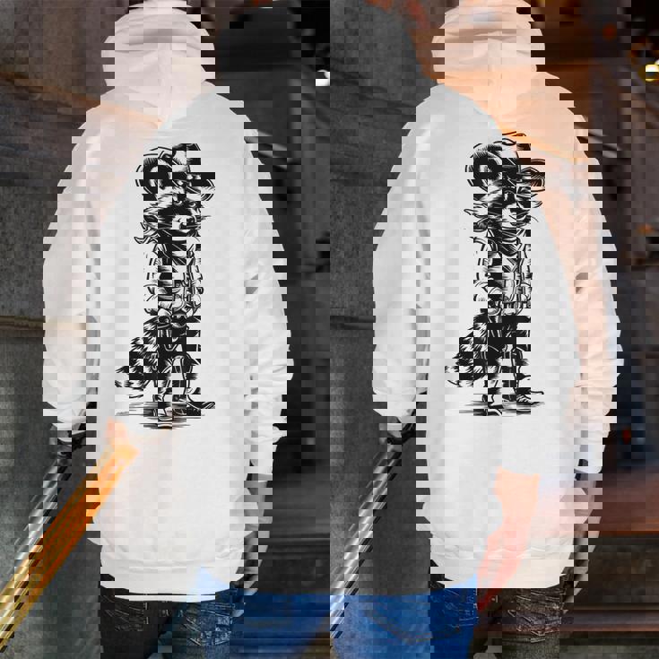 Raccoon Western Zip-Up Hoodie | Cowboy & Cowgirl Design for Unisex