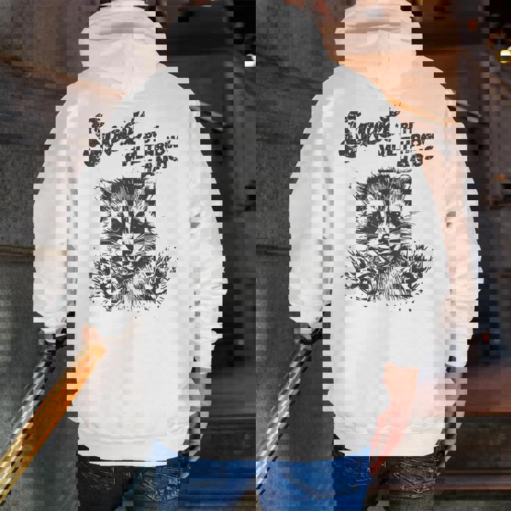 Sweet But Sarcastic Raccoon Men's Zip Up Hoodie | Bold Back Print