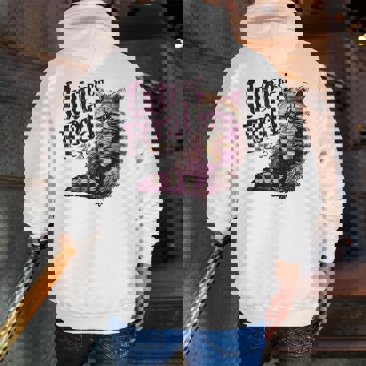Vintage Raccoon Coffee Lover Men's Zip-Up Hoodie - Back Print