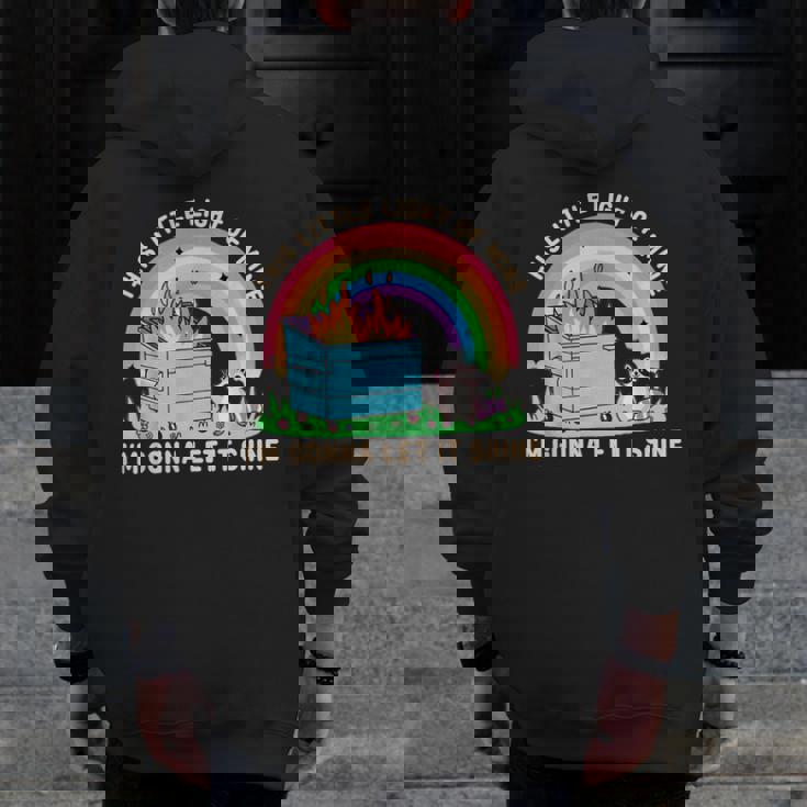 Groovy Raccoon Zip Up Hoodie - Men's Back Print | Light Inspired