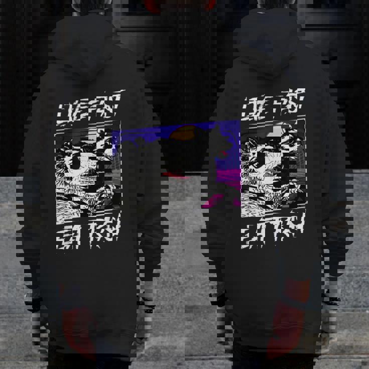 Live Fast Eat Trash Hoodie - Unisex Zip-Up | Raccoon & Opossum Lovers