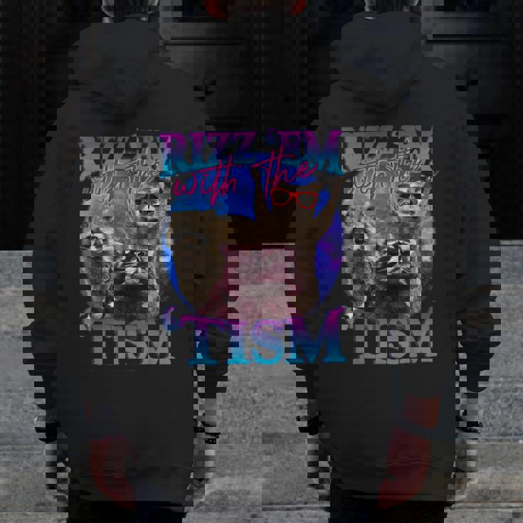 Retro Raccoon Meme Men’s Zip-Up Hoodie - Fun & Unique Style