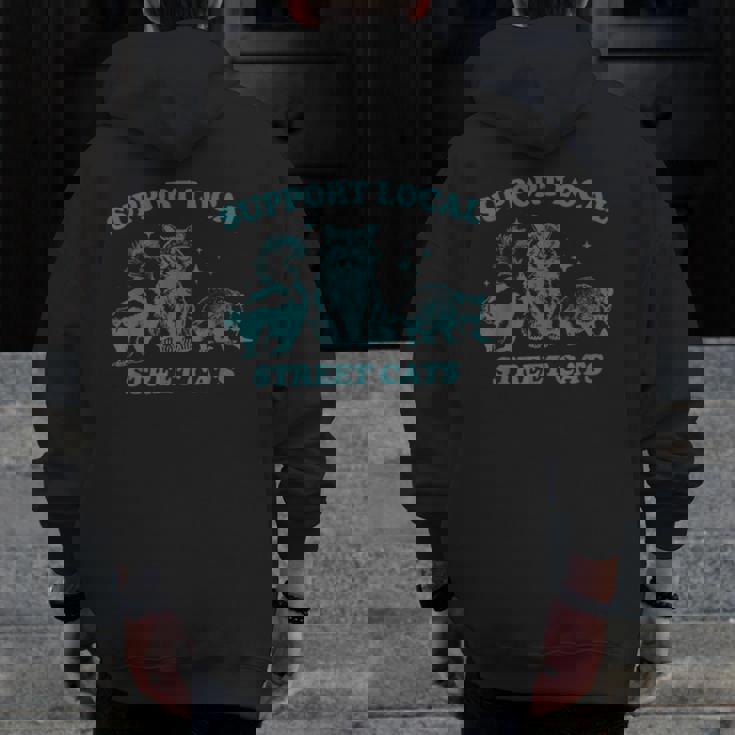 Support Local Street Cat - Vintage Animal Print Men's Zip Hoodie