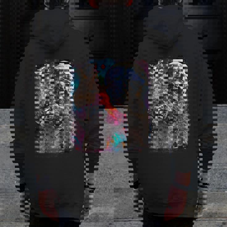 Three Raccoon Moon Men’s Hoodie - Back Print Meme