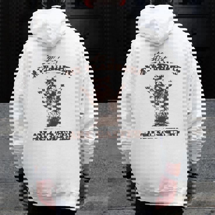 Raccoon Men’s Hoodie - Funny Back Print - Cozy Zip-Up for Fall