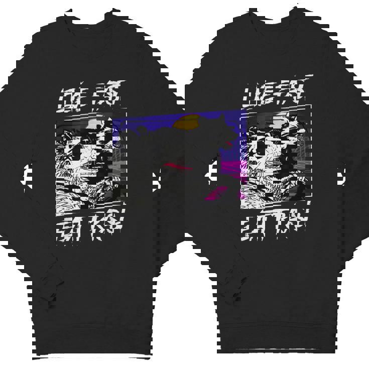 Live Fast Eat Trash Sweatshirt - Raccoon & Opossum Adult Top