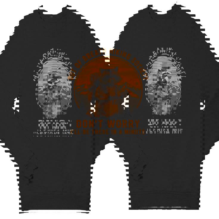 Out of Breath Hiking Society Crewneck Sweatshirt - Vintage Raccoon Design