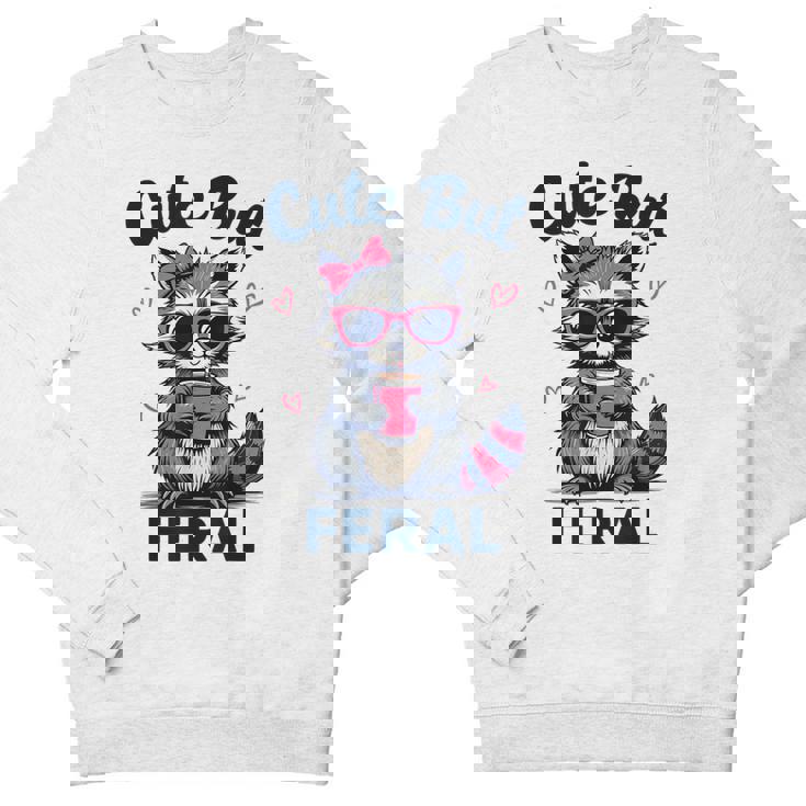 Cute But Feral Girl Summer Raccoon Funny Women Youth Crewneck Sweatshirt