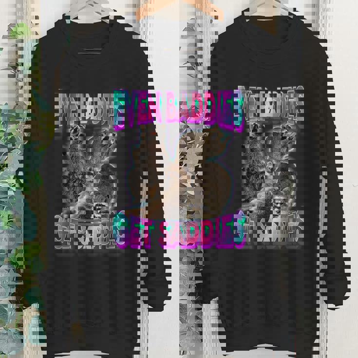 Even Baddies Get Saddies Raccoon Oddly Specific Meme Youth Crewneck Sweatshirt