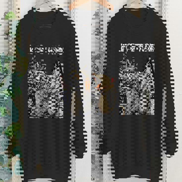 Let's Get Trashed Raccoon And Opossum Drinking Beer Youth Crewneck Sweatshirt