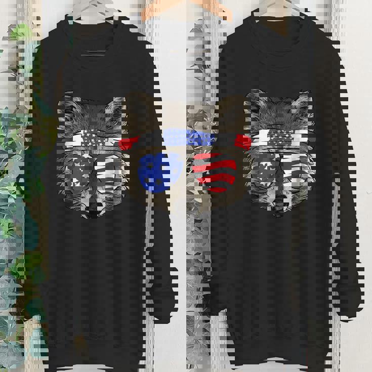 Patriotic Raccoon Youth Crewneck - 4th of July Trash Panda Shirt