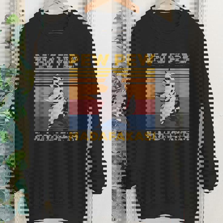 Pew Pew Madafakas Raccoon Lover Vintage Retro Youth Crewneck Sweatshirt