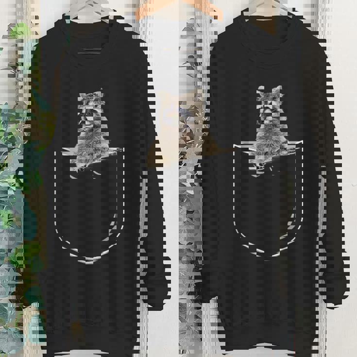 Pocket Raccoon Youth Crewneck Sweatshirt - Cute Animal Graphic Tee