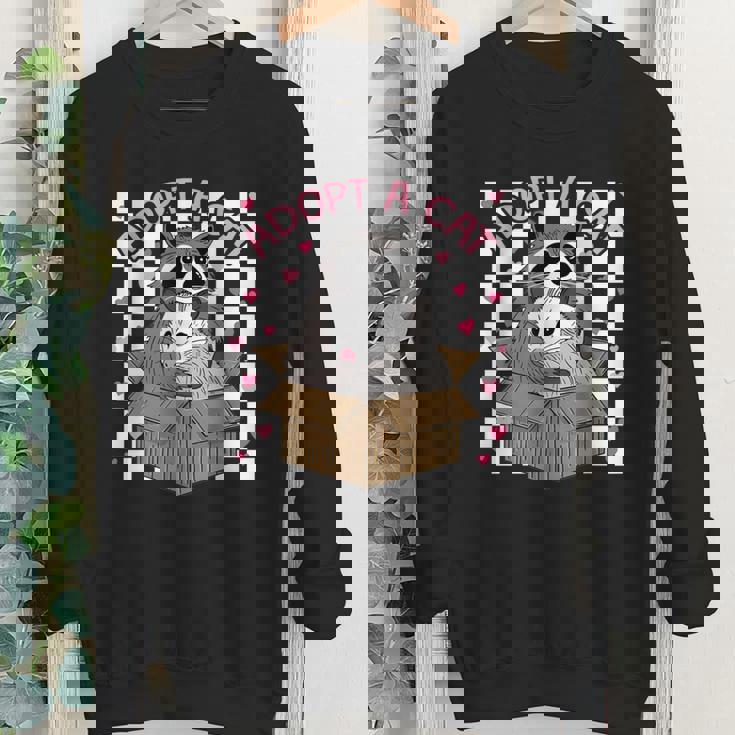 Possum & Raccoon Adopt Team | Youth Crewneck Sweatshirt - Fun Animal Print