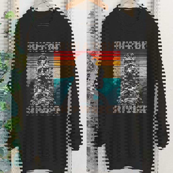 Raccoon Captain Crewneck Sweatshirt - Vintage Youth Pirate Theme