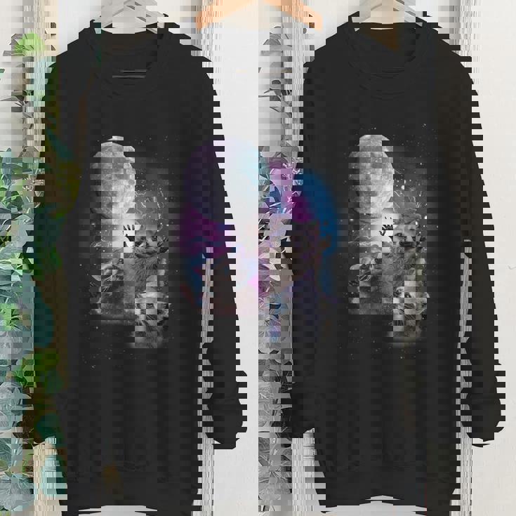 Raccoon Moonlight Youth Crewneck Sweatshirt | Nighttime Wilderness