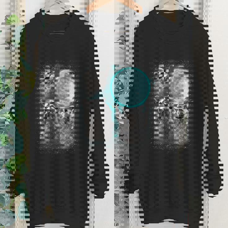Raccoon Shirt 3 Racoons Howling At Moon Weird Cursed Youth Crewneck Sweatshirt