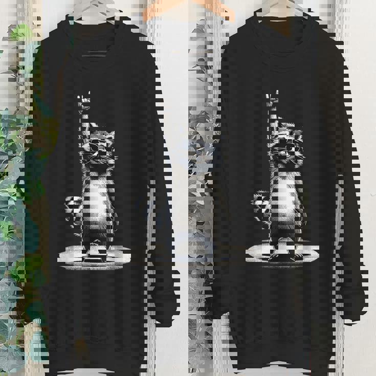 Retro Raccoon Rock Crewneck Sweatshirt - Unisex Vintage Style