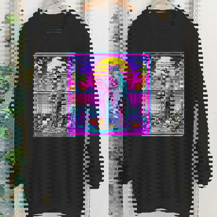 Vaporwave Raccoon Youth Sweatshirt - Retro Synthwave Style