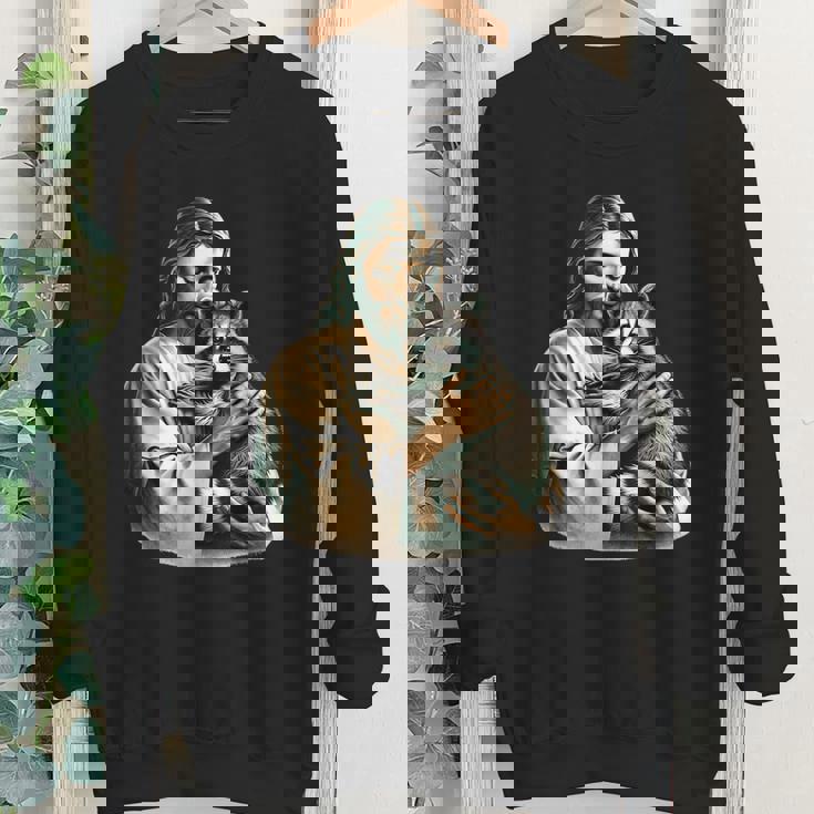Youth Crewneck Sweatshirt - Jesus and Raccoon Vintage Distressed Design