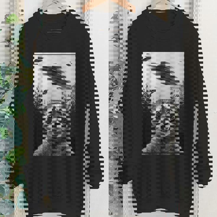 Youth Crewneck Sweatshirt - Raccoon UFO Alien Design for Fun
