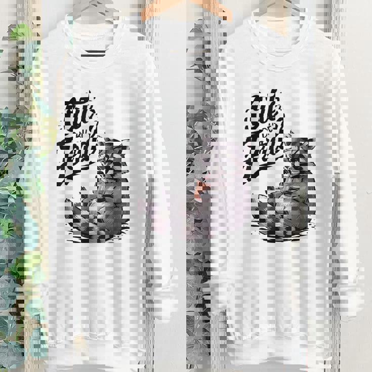 Cute But Feral Raccoon Panda Youth Crewneck Sweatshirt for Halloween