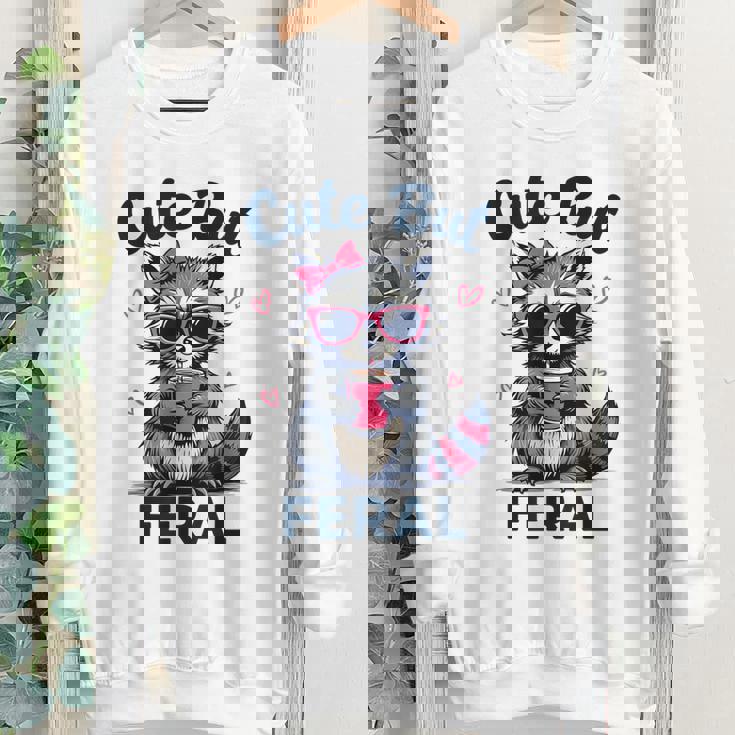 Cute Feral Raccoon Women’s Crewneck Sweatshirt - Fun Summer Vibes
