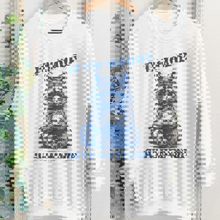 If I'm Moody Give Me Foody Meme Raccoon Trash Panda Youth Crewneck Sweatshirt