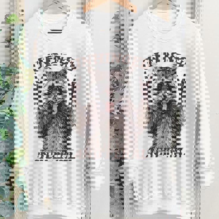 Unhinged Raccoon Youth Crewneck Sweatshirt - Feral Retro Summer Vibes