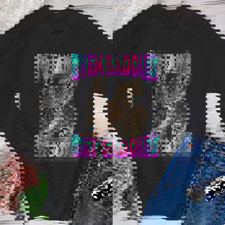 Even Baddies Get Saddies Raccoon Oddly Specific Meme Youth Crewneck Sweatshirt